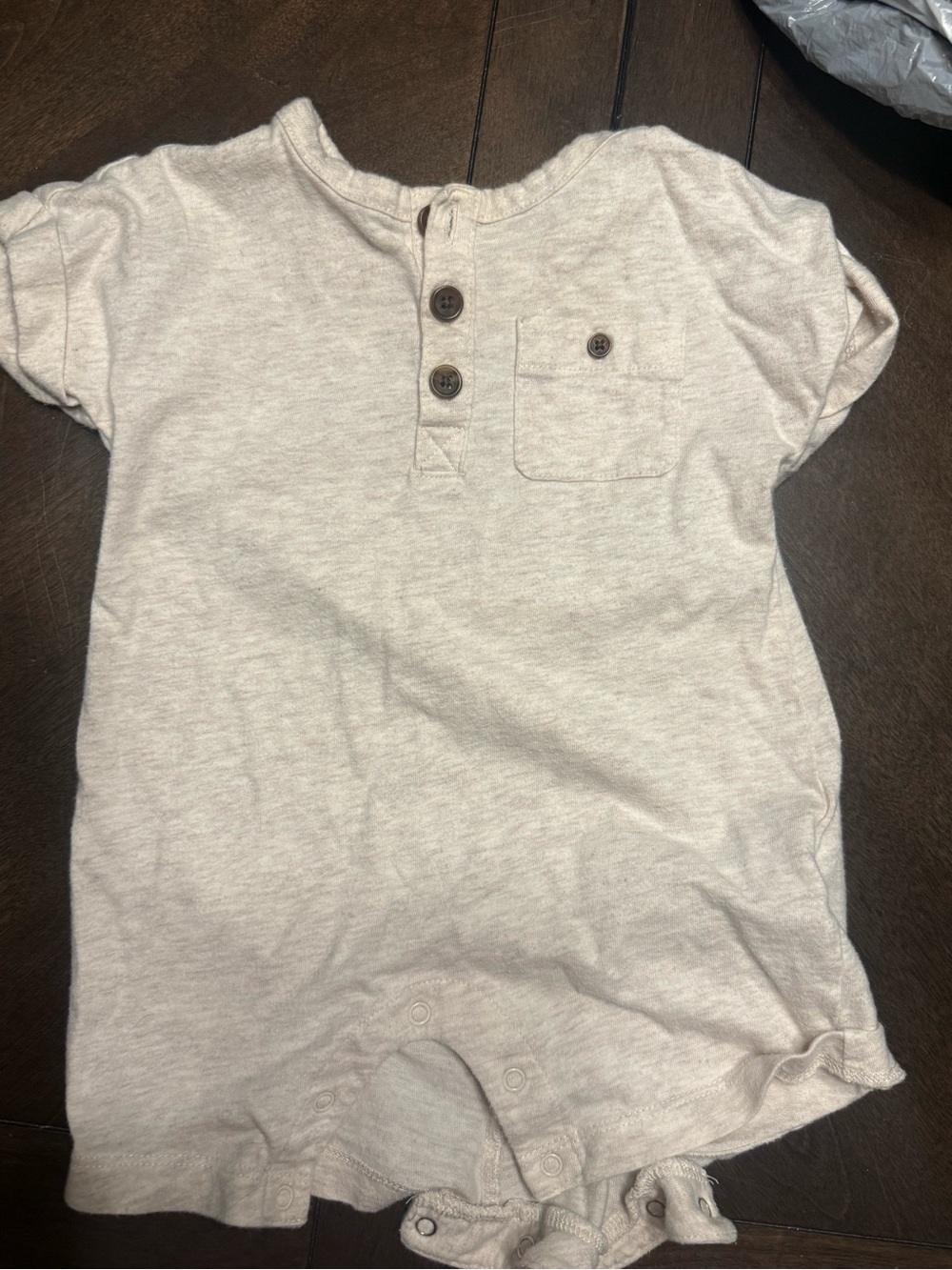 Old Navy Cream Short Sleeve Henley Romper
